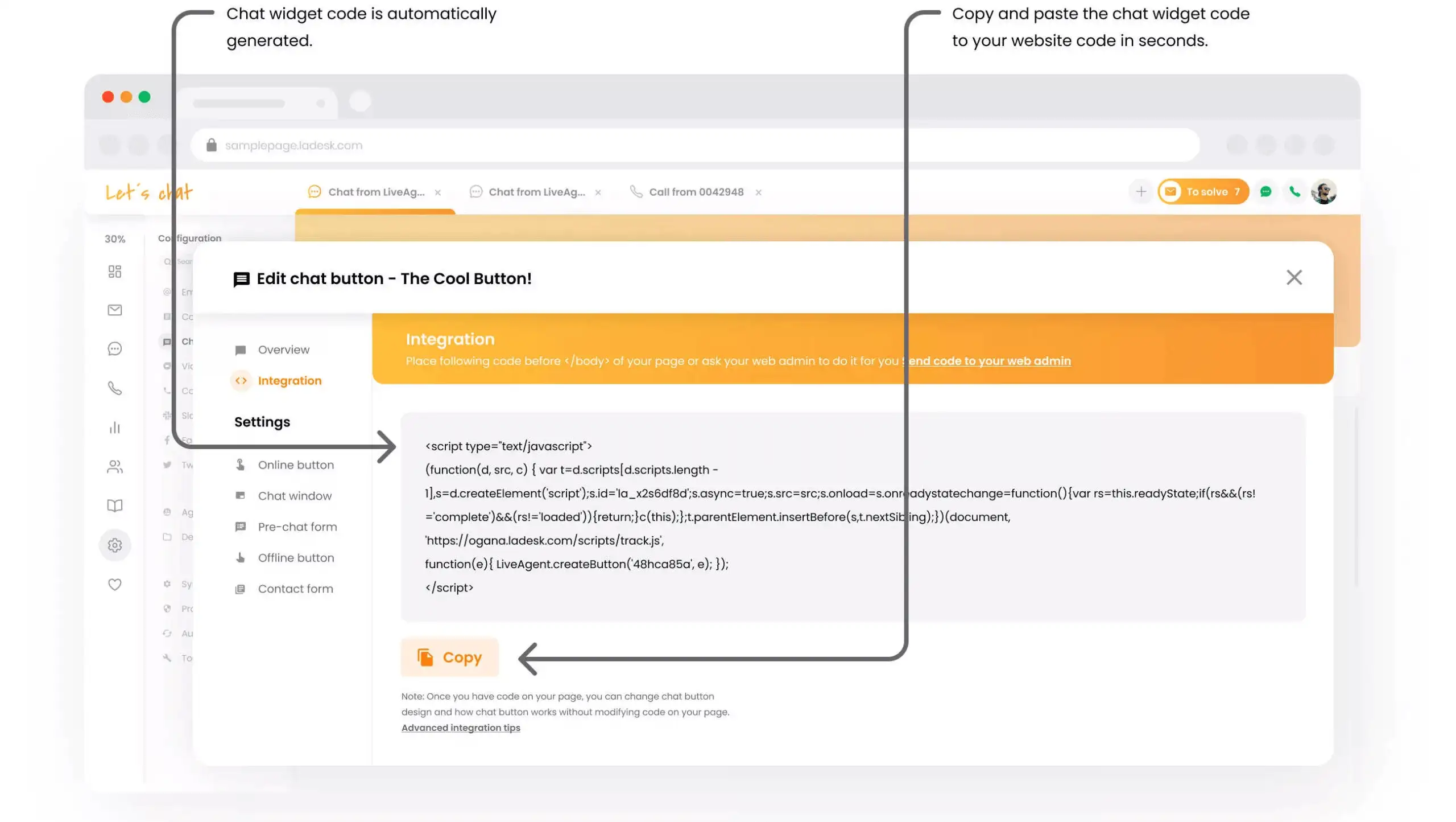 Integrate to website